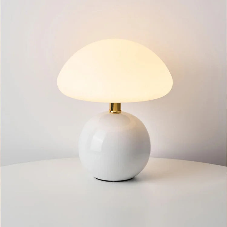 French Cream Mushroom Table Lamp with Adjustable LED Colors