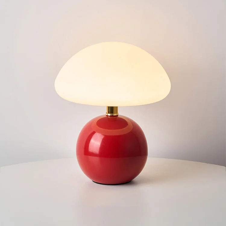 French Cream Mushroom Table Lamp with Adjustable LED Colors