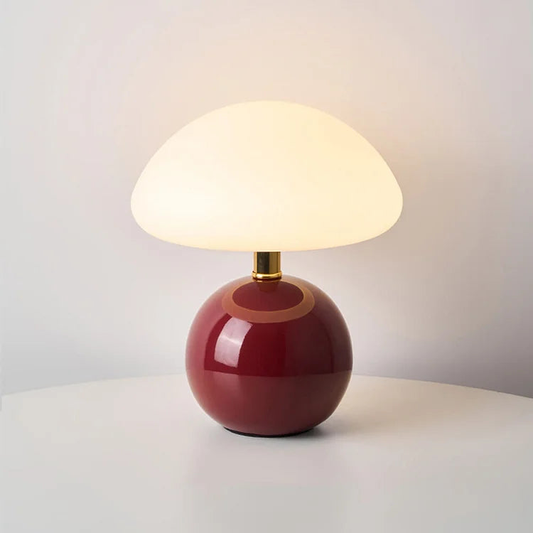 French Cream Mushroom Table Lamp with Adjustable LED Colors