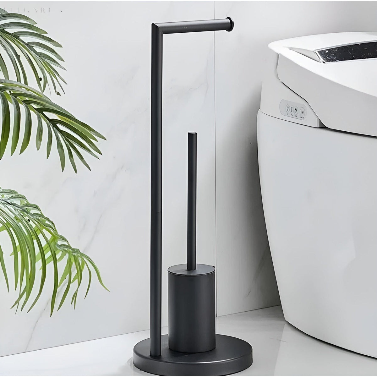 Functional Toilet Paper Holder with Integrated Brush – Space-Saving Design for Modern Bathrooms