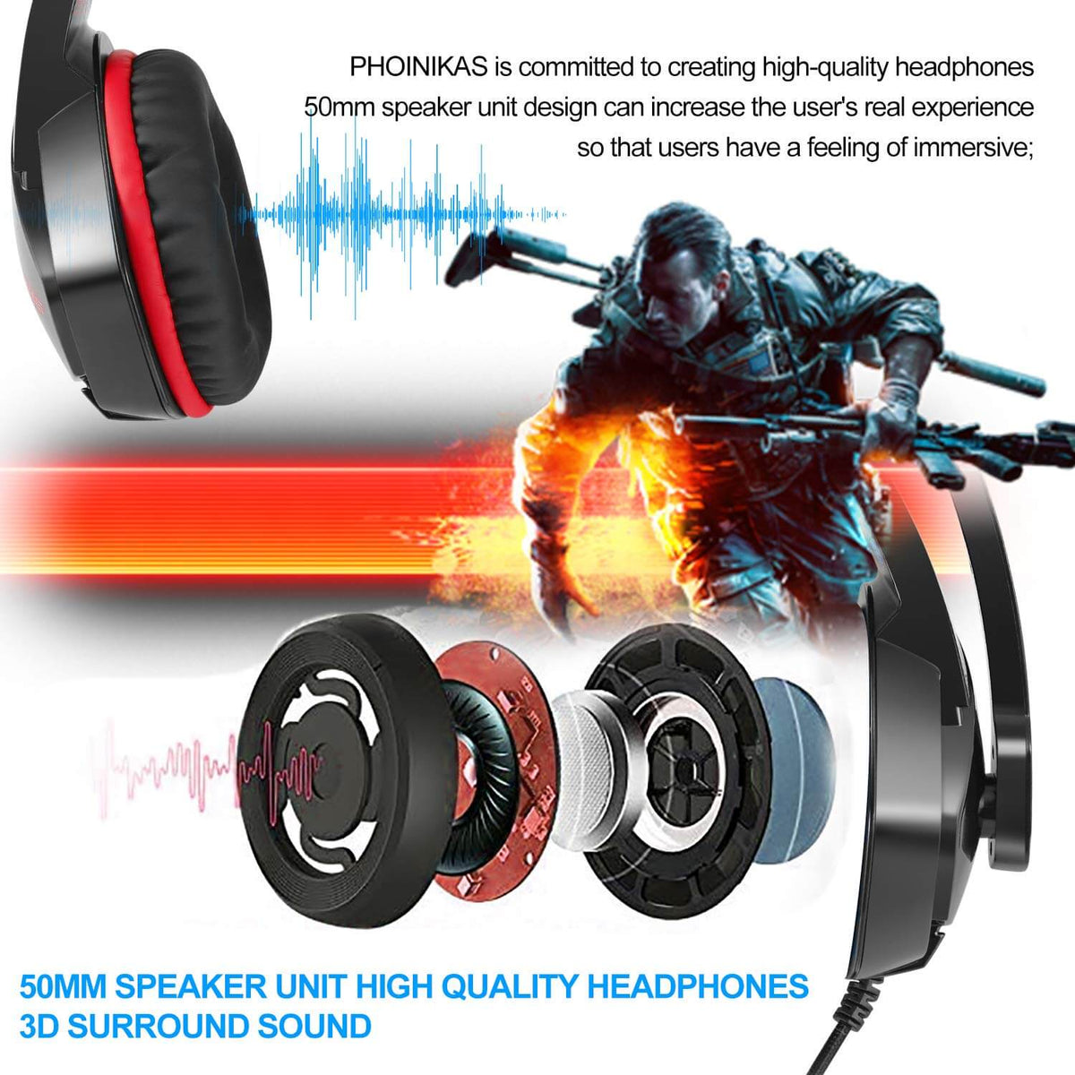 Gaming Headset with Noise-Cancelling Microphone for PS4, Xbox One, PC