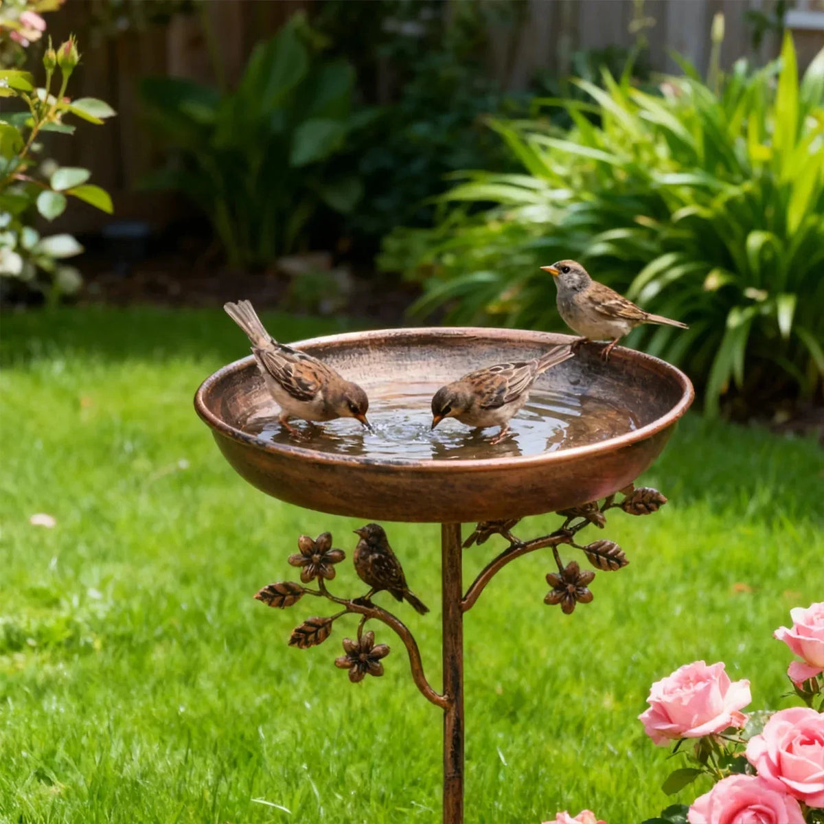 Garden Bird Bath | Decorative Bowl | Sturdy Ground Stake