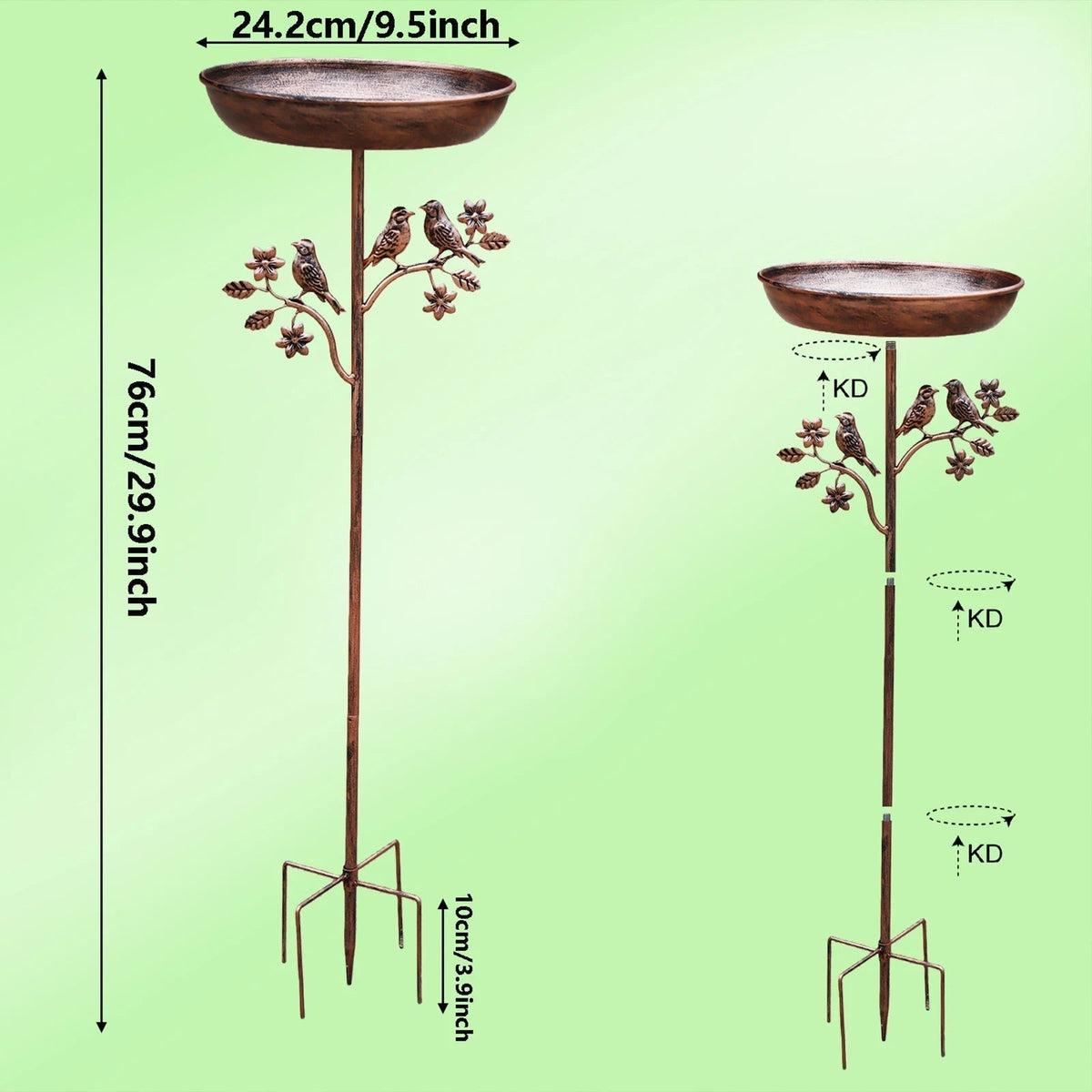 Garden Bird Bath | Decorative Bowl | Sturdy Ground Stake