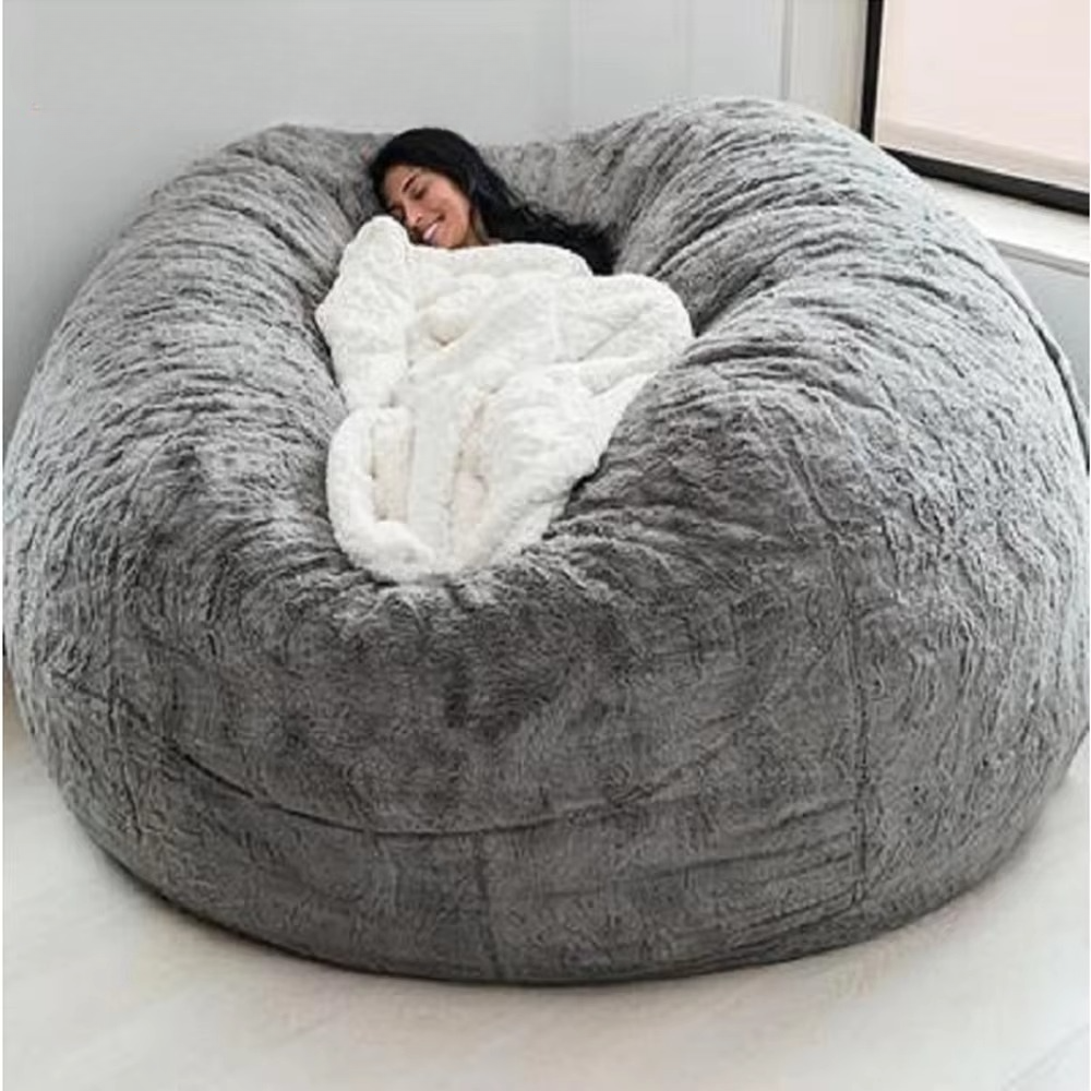 Giant Fluffy Faux Fur Bean Bag Cover – Ultra-Soft Lounge Sofa (Cover Only)
