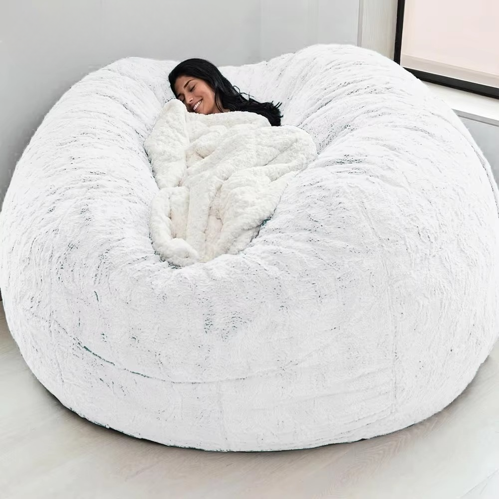 Giant Fluffy Faux Fur Bean Bag Cover – Ultra-Soft Lounge Sofa (Cover Only)