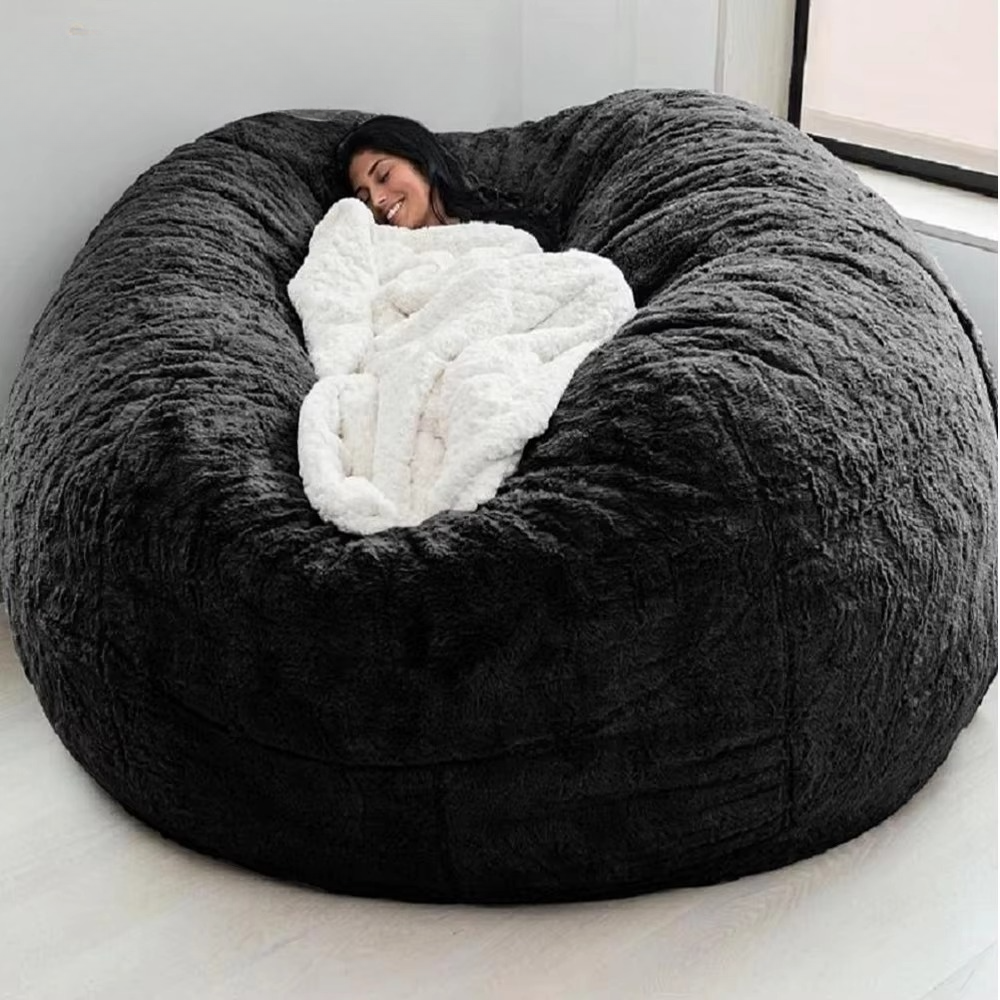 Giant Fluffy Faux Fur Bean Bag Cover – Ultra-Soft Lounge Sofa (Cover Only)