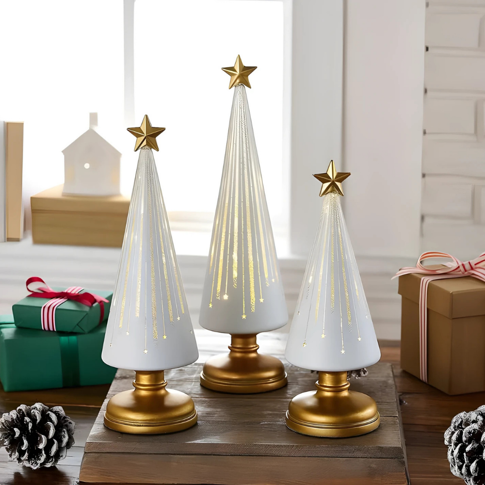 Glowing LED Glass Christmas Trees