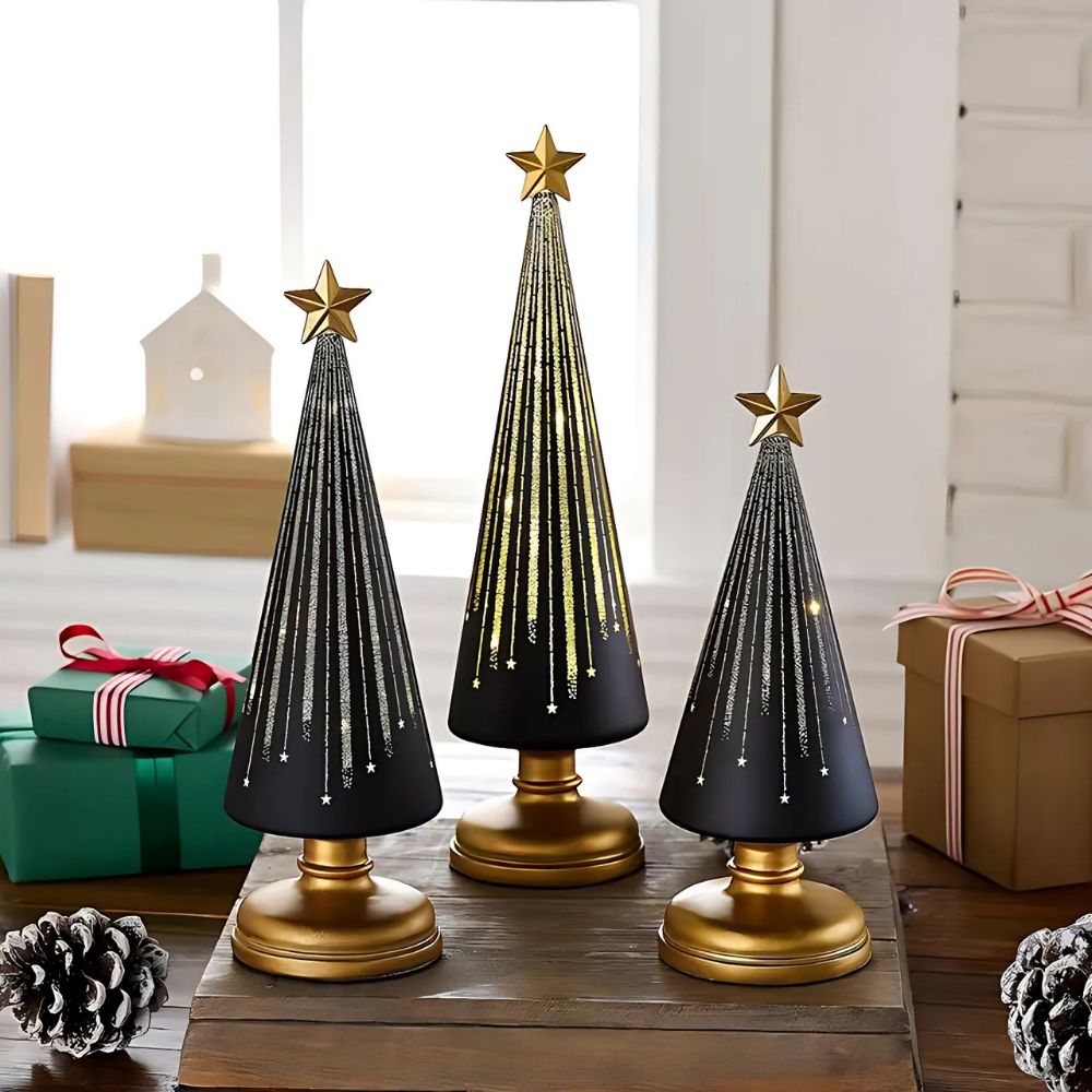 Glowing LED Glass Christmas Trees