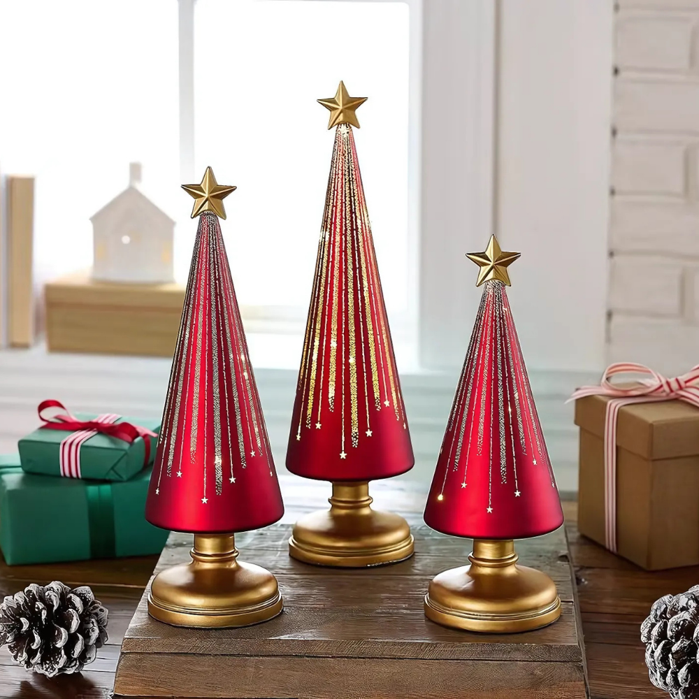 Glowing LED Glass Christmas Trees