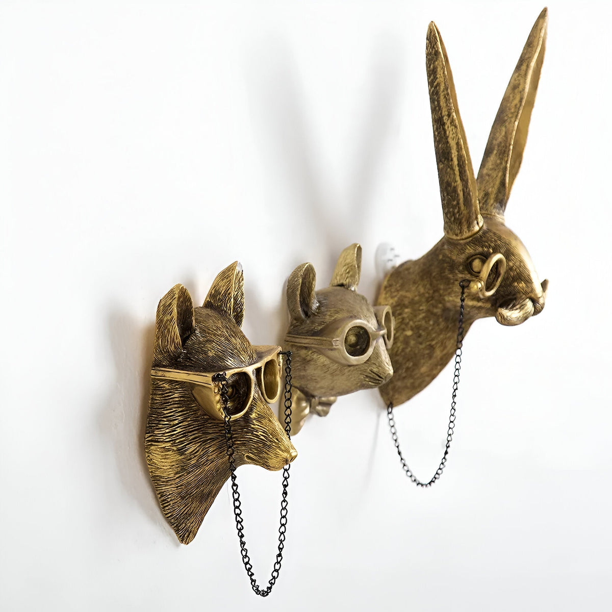 Gold Animal Head Resin Wall Hook for Keys and Coats