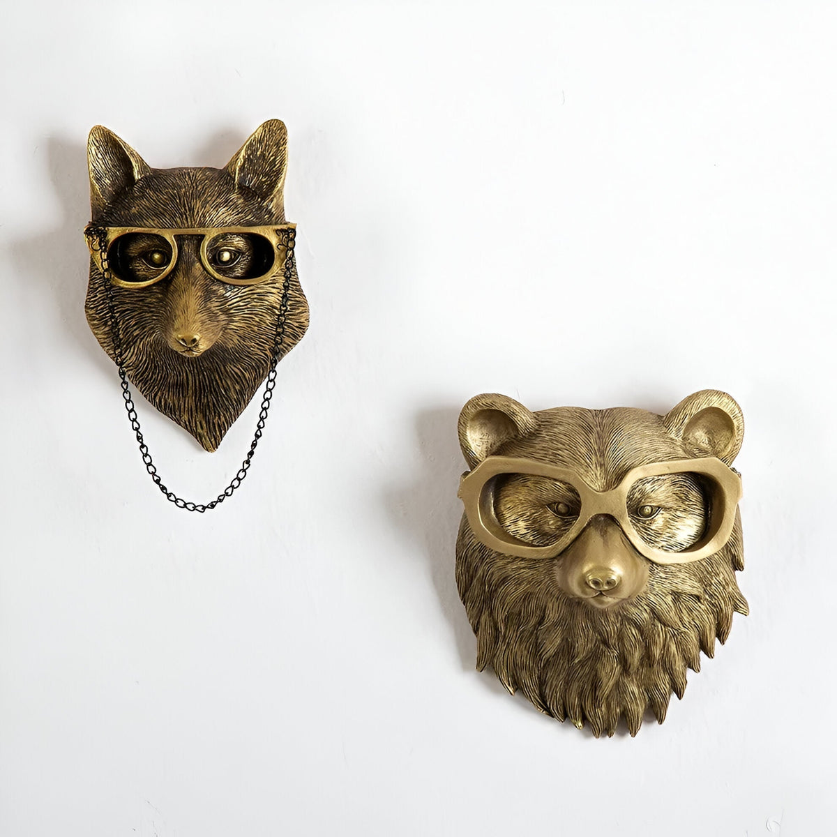 Gold Animal Head Resin Wall Hook for Keys and Coats