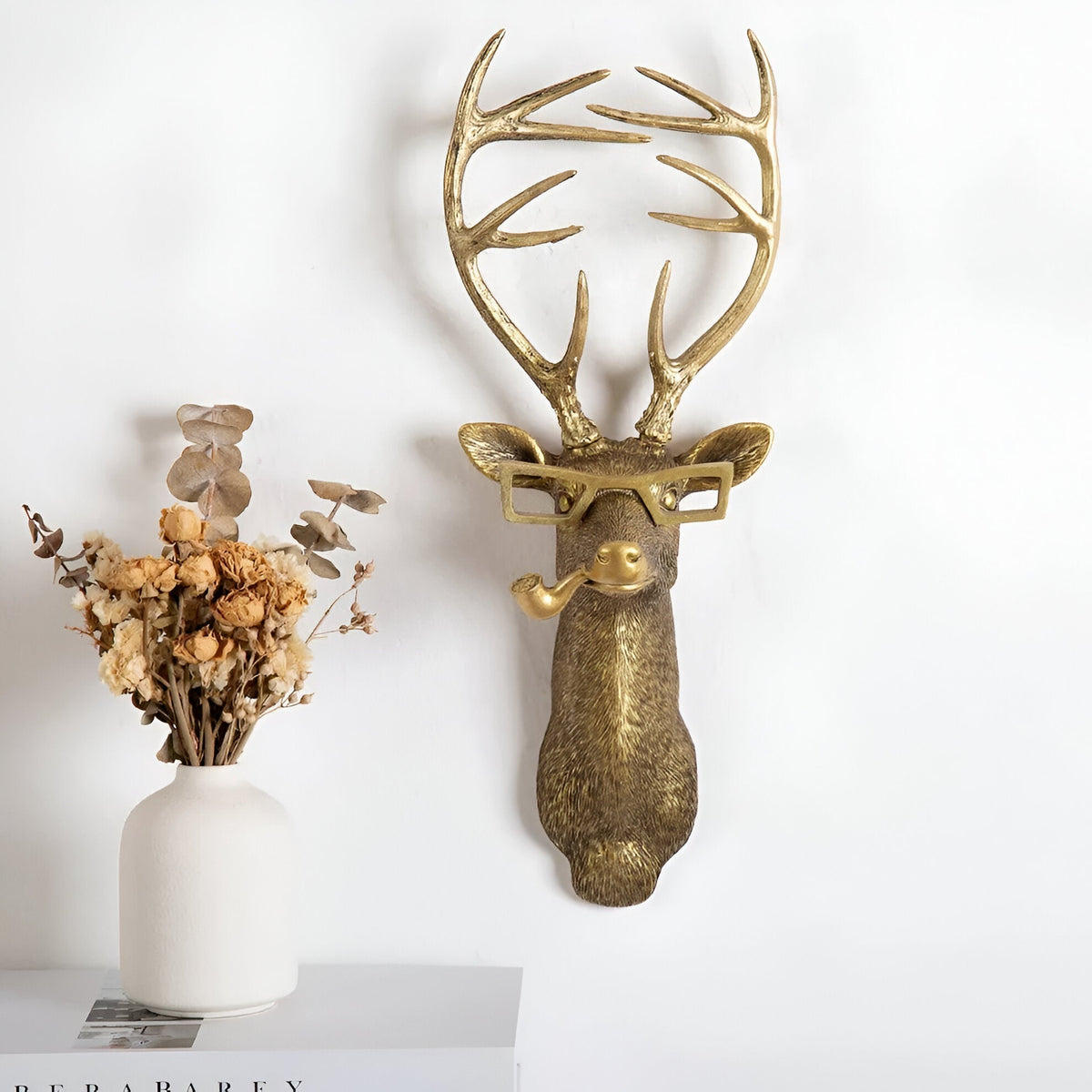 Gold Animal Head Resin Wall Hook for Keys and Coats