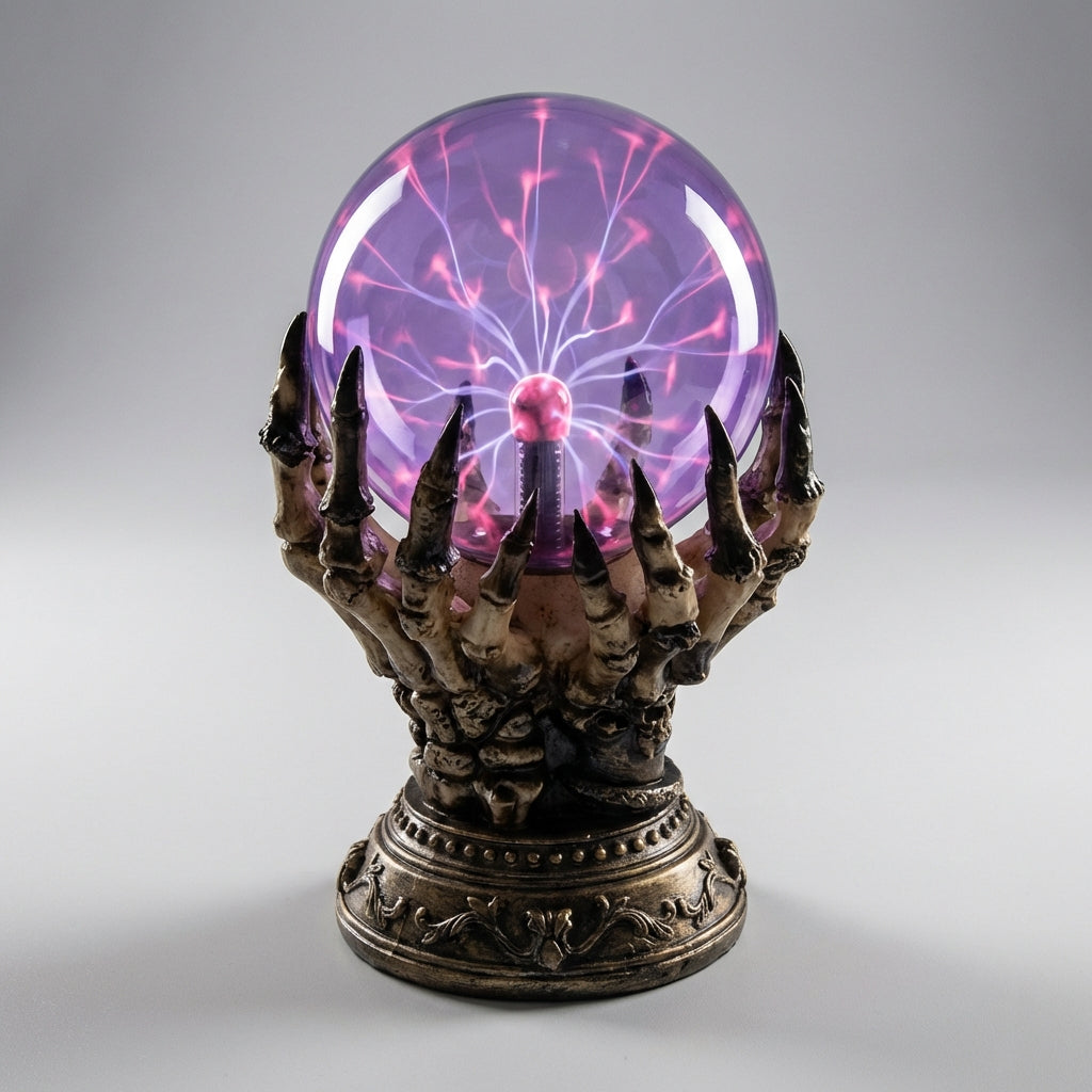 Gothic Plasma Table Lamp with Sculpted Base and Hypnotic Light Patterns