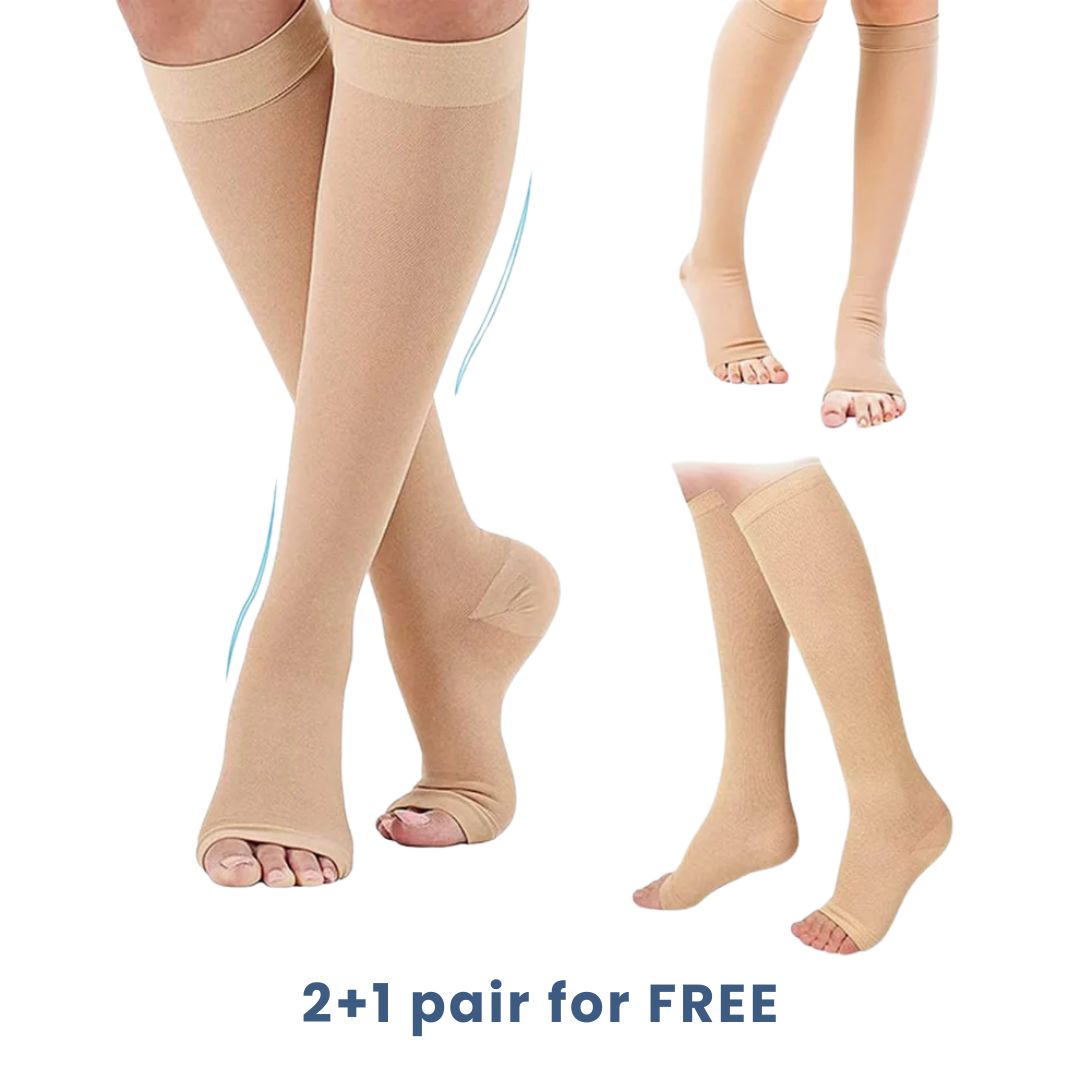 Graduated Compression Socks – Open Toe Support for Improved Blood Circulation