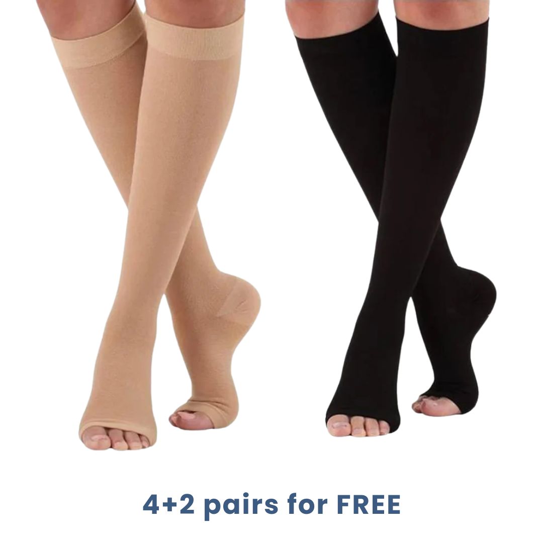 Graduated Compression Socks – Open Toe Support for Improved Blood Circulation