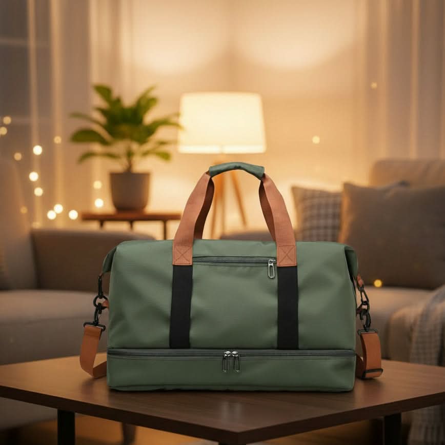 Gym Travel Bag with Shoe Compartment and Wet-Dry Separation