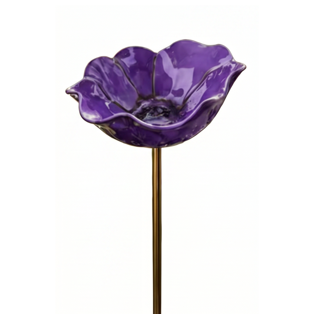 Handcrafted Flower Bird Bath Garden Stake