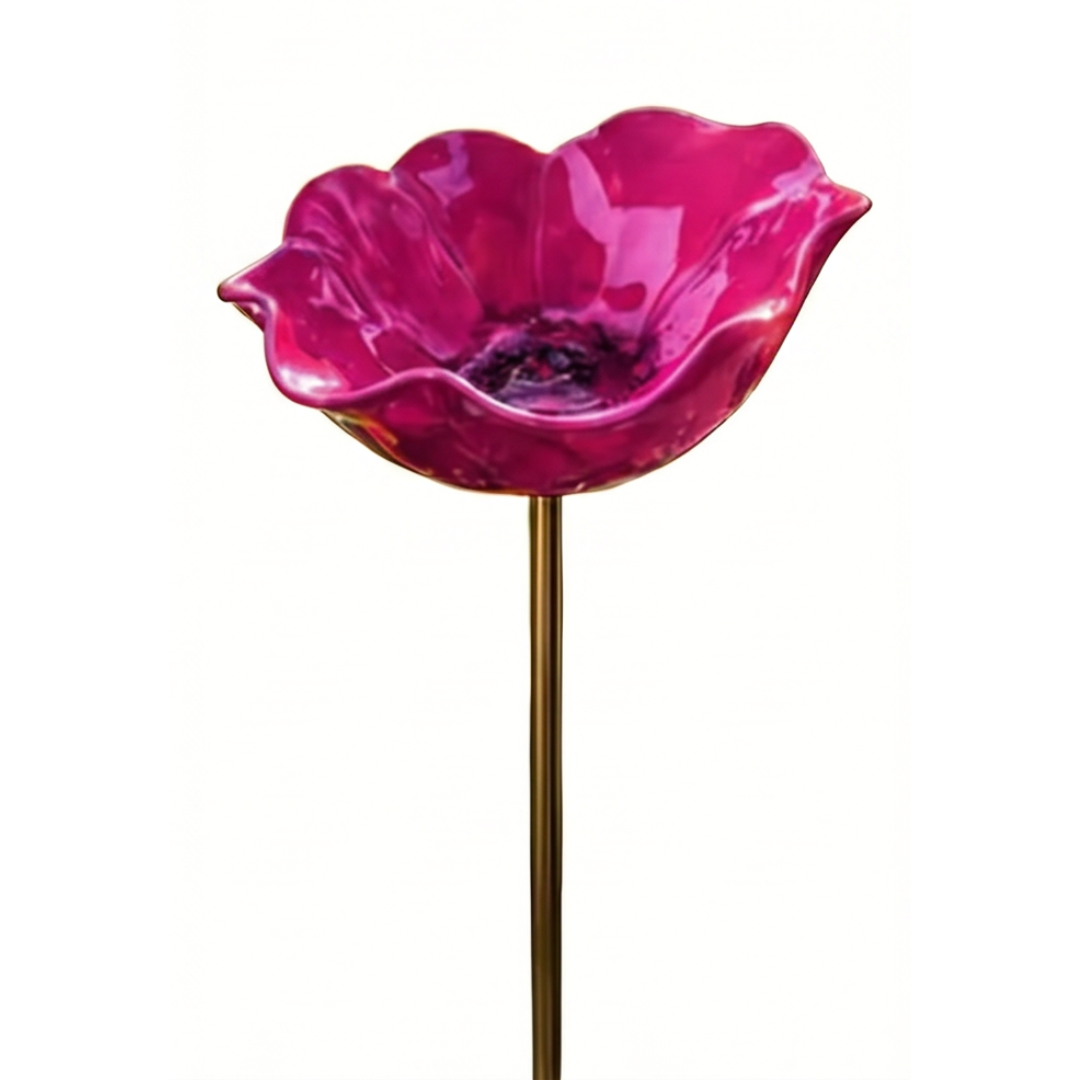 Handcrafted Flower Bird Bath Garden Stake