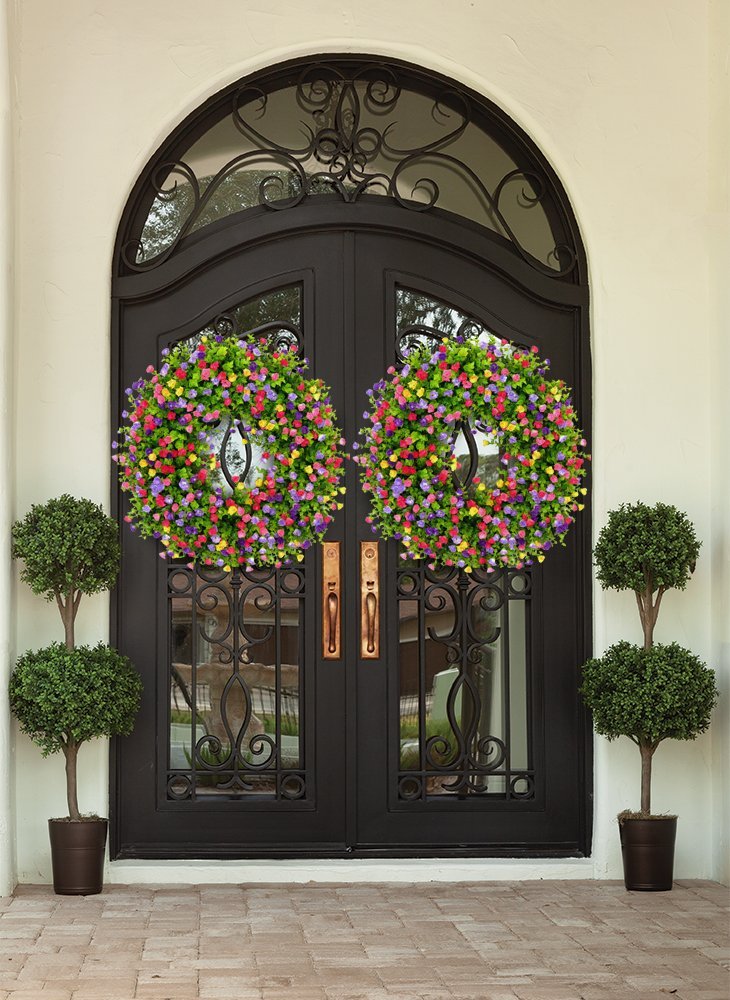 Handmade Floral Grapevine Front Door Wreath for Spring & Summer