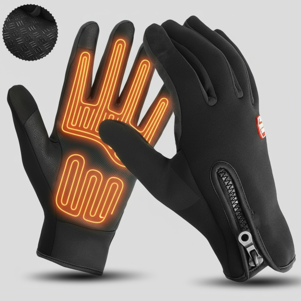 Heated Winter Gloves with Touchscreen Grip and Zippered Cuffs