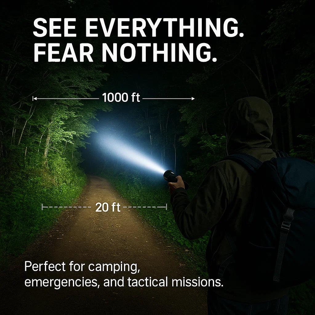High-Powered 100,000-Lumen Tactical Flashlight Torch