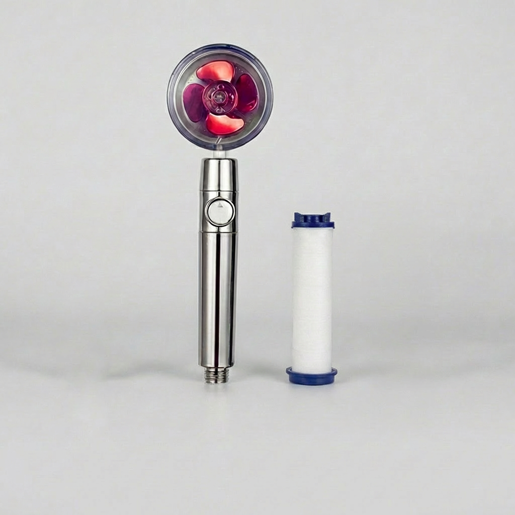 High-Pressure Rainfall Shower Head with Rotating Propeller