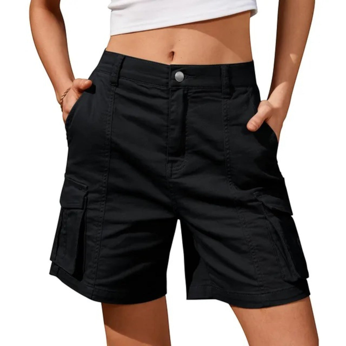 High-Waisted Cargo Shorts