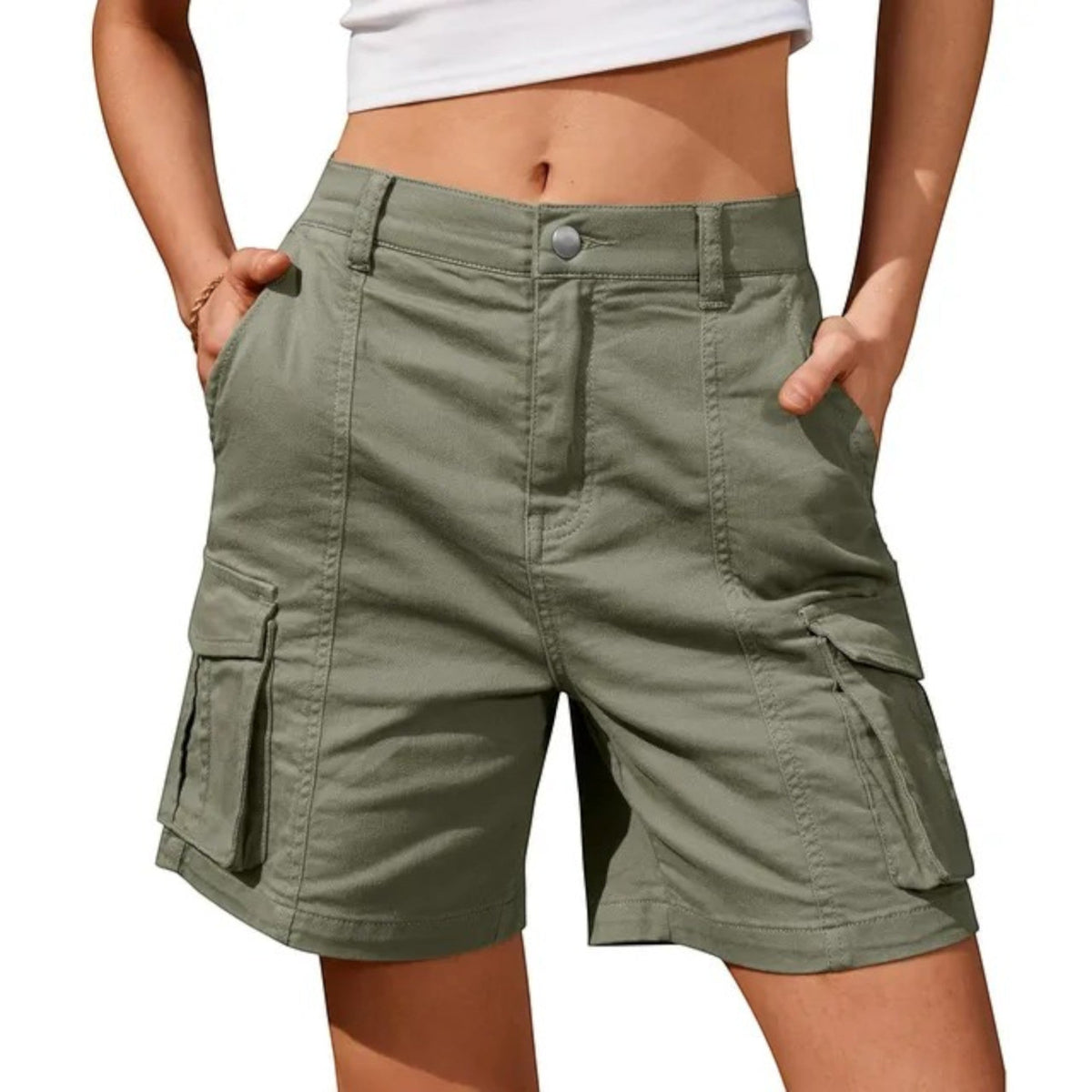 High-Waisted Cargo Shorts