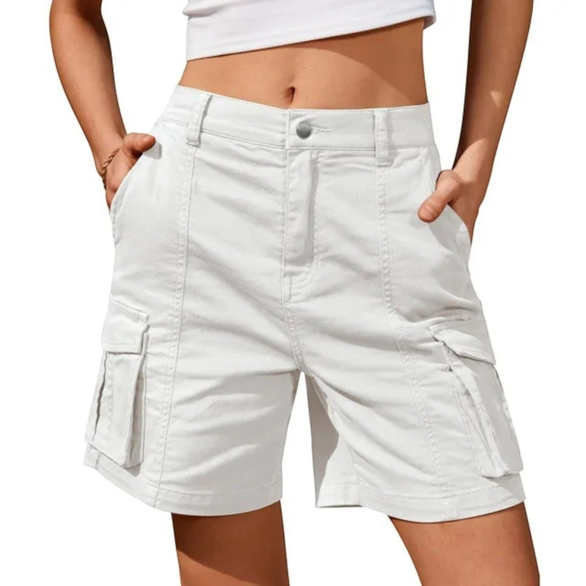 High-Waisted Cargo Shorts