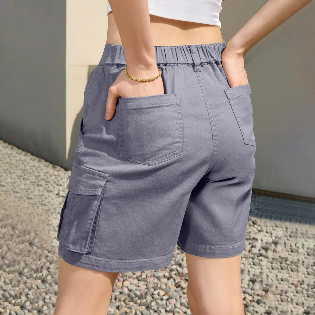 High-Waisted Cargo Shorts