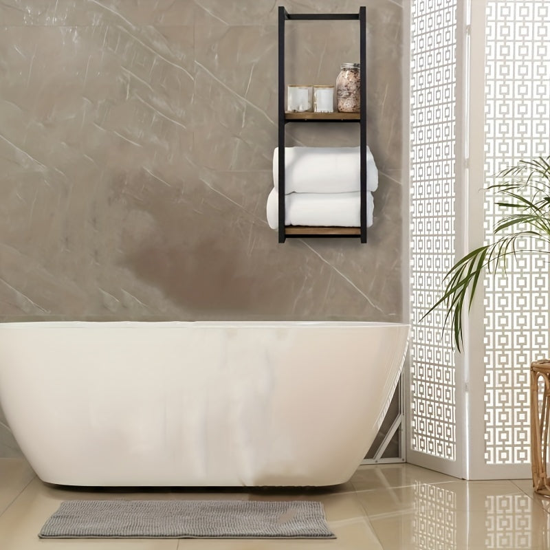 Industrial Towel Rack with Shelves – Elegant and Functional Wall-Mounted Shelf