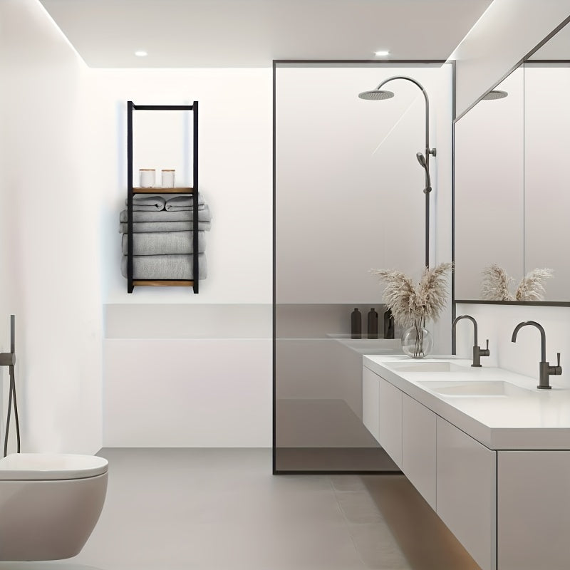 Industrial Towel Rack with Shelves – Elegant and Functional Wall-Mounted Shelf