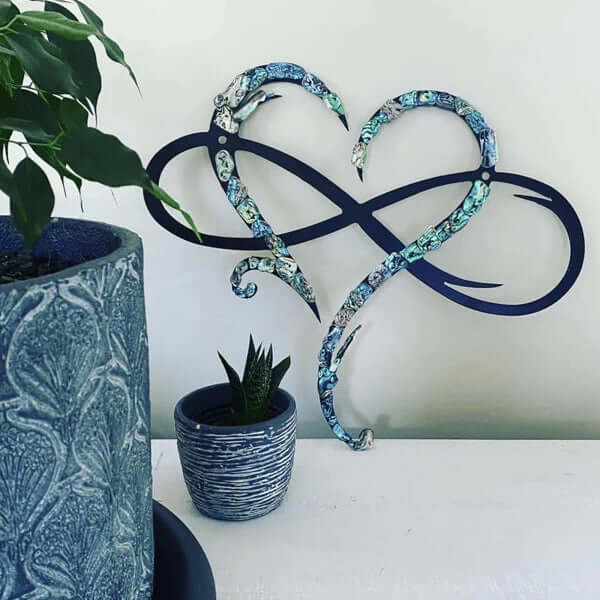 Infinity Heart Wall Decor - Iron and Mother of Pearl