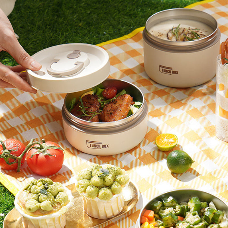 Insulated Stainless Steel Lunchbox with Carrying Bag and Thermal Interior – Multi-Compartment Leakproof Hot and Cold Food Container for Work and School