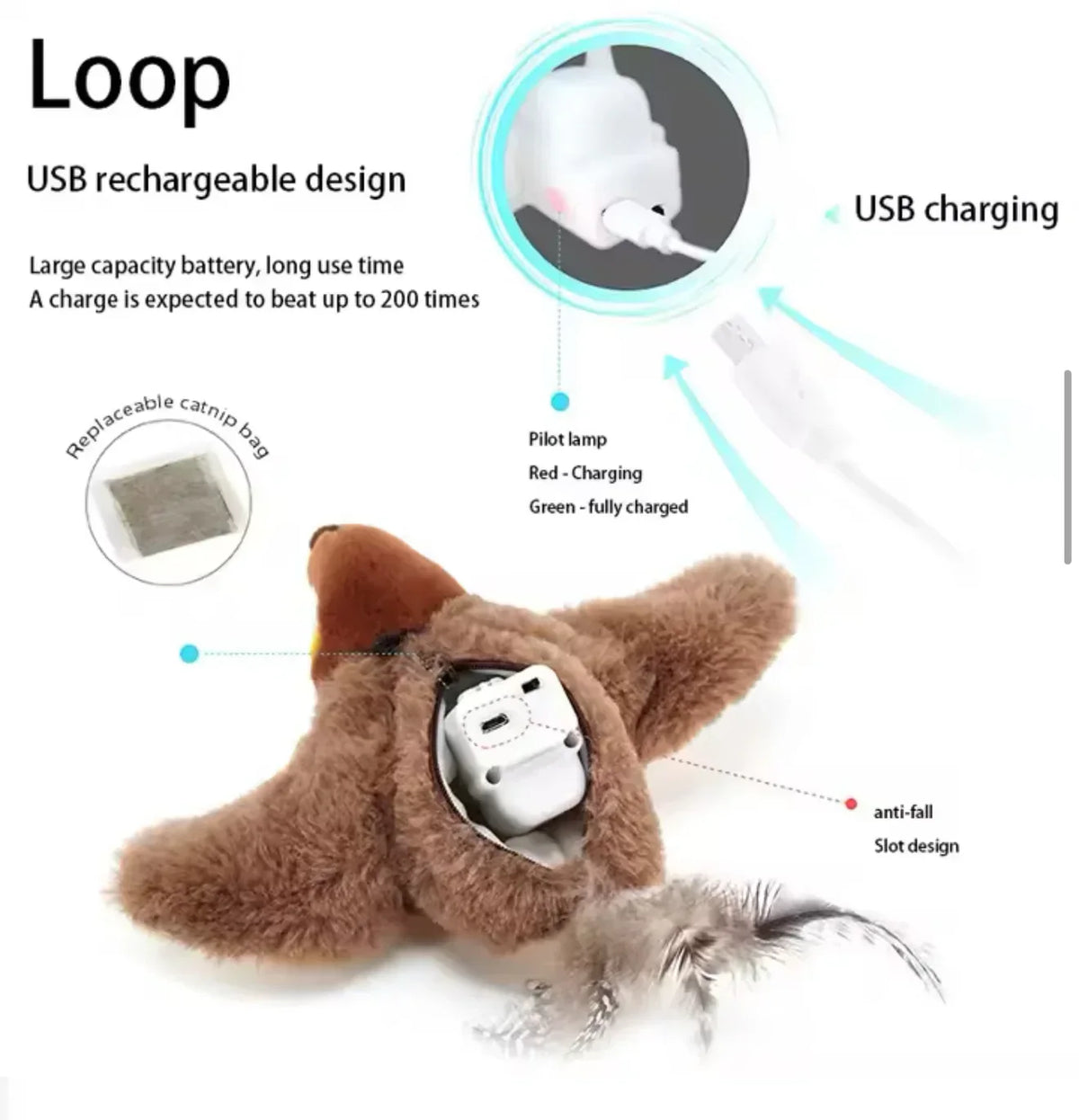 Interactive Sparrow Bird Toy for Cats