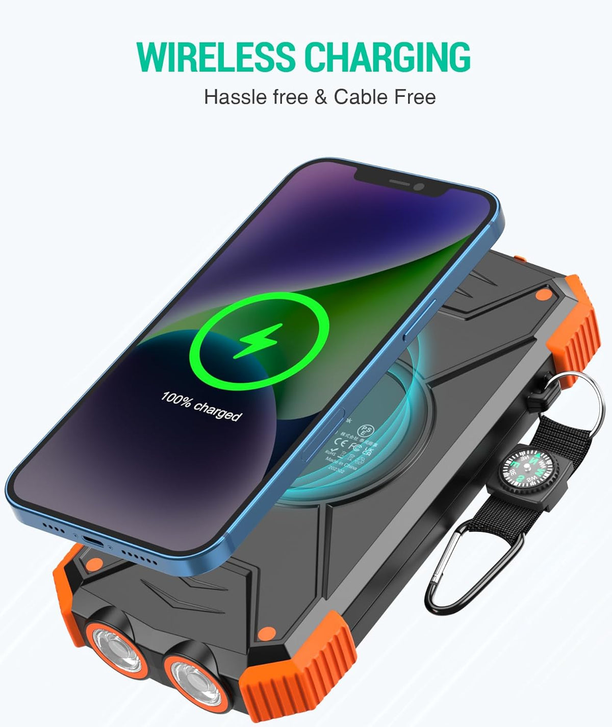 IPX4 Solar Power Bank Emergency Battery
