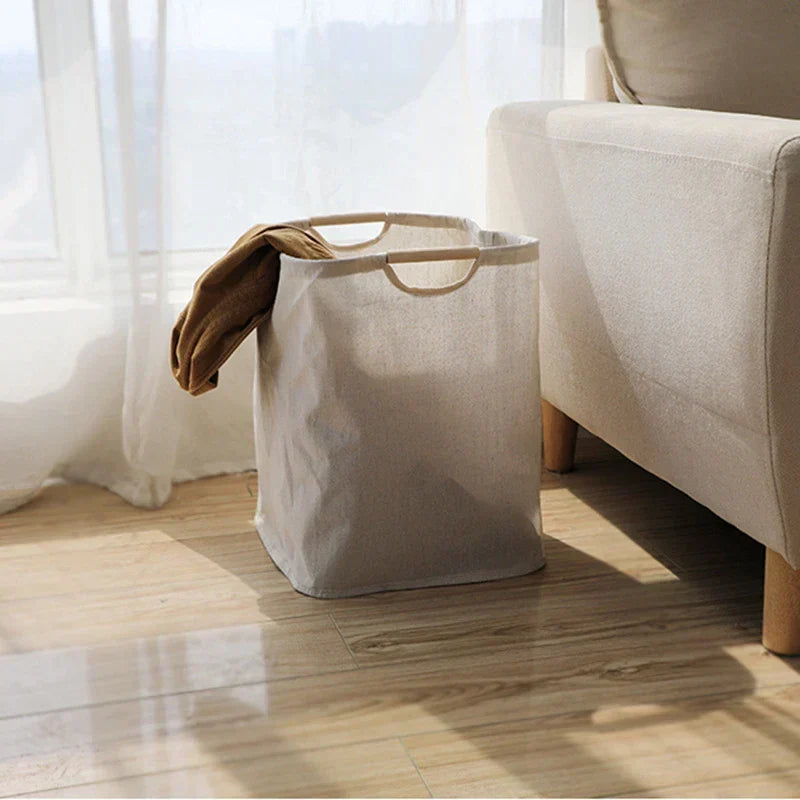 Japanese Cotton Linen Laundry Basket – Foldable Storage Basket
