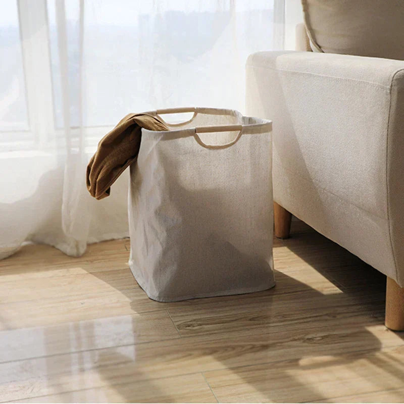 Japanese-Style Cotton Linen Laundry Basket