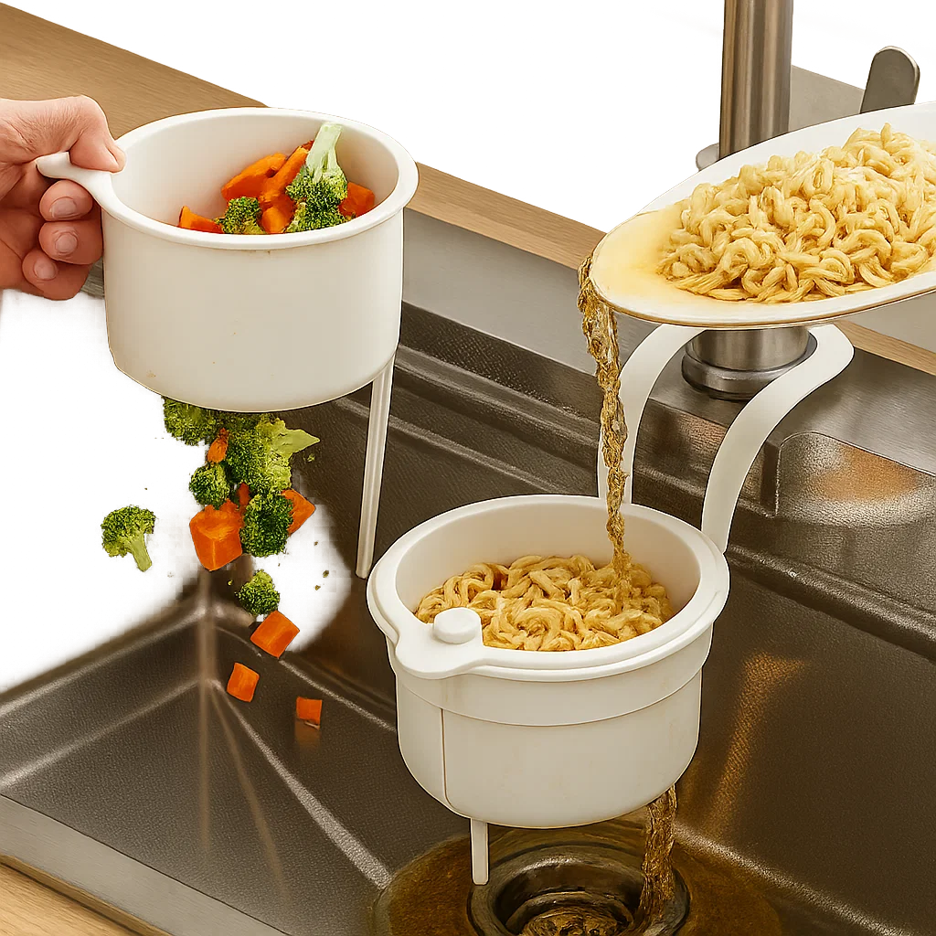 Kitchen Sink Drain Basket with Odor Control and Easy Waste Disposal