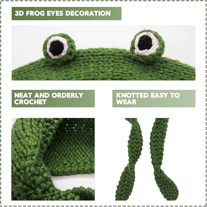 Knitted Frog Beanie with Ear Flaps
