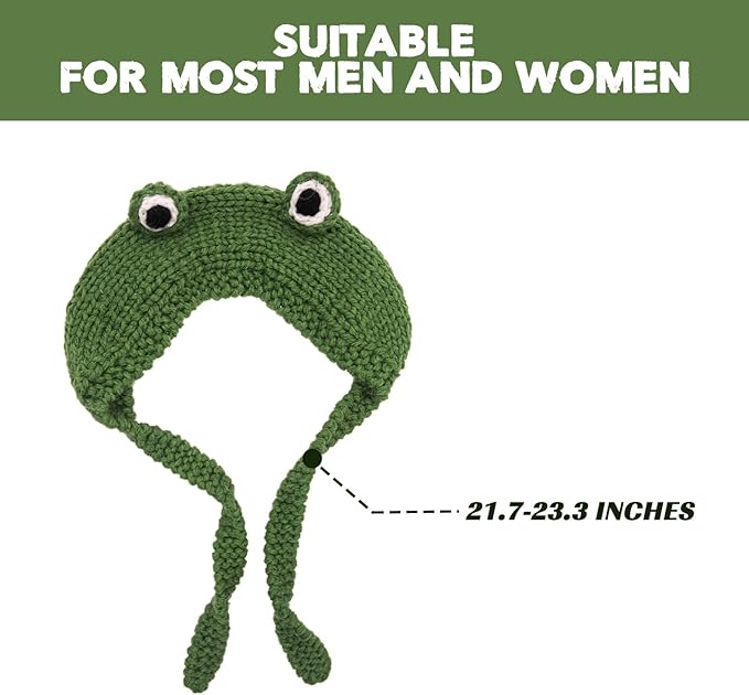 Knitted Frog Beanie with Ear Flaps