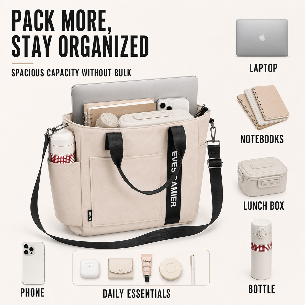 Large-Capacity Casual Tote Bag
