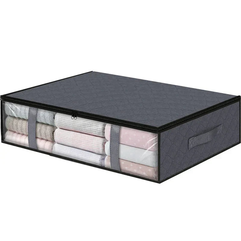 Large Capacity Foldable Storage Bag with Clear Window - Non-Woven Fabric and Stainless Steel Zipper
