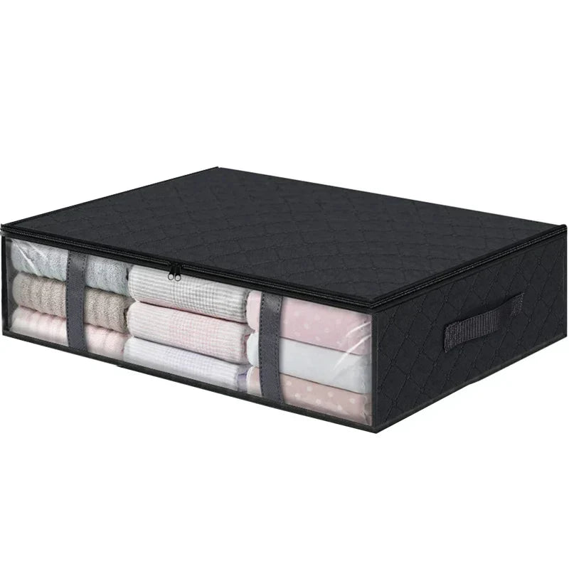 Large Capacity Foldable Storage Bag with Clear Window - Non-Woven Fabric and Stainless Steel Zipper