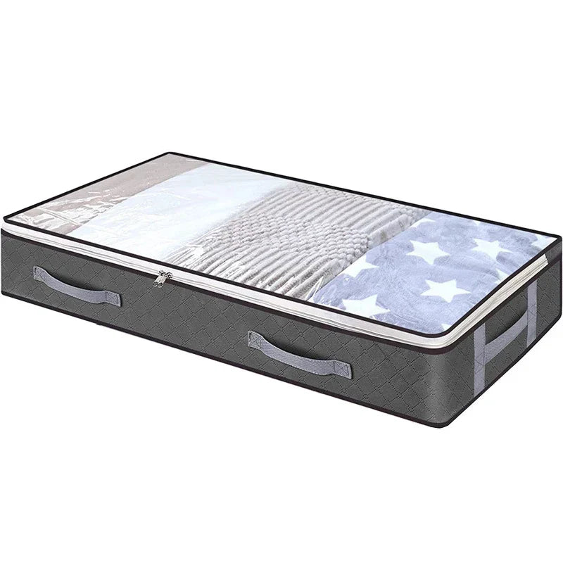 Large Capacity Foldable Storage Bag with Clear Window - Non-Woven Fabric and Stainless Steel Zipper