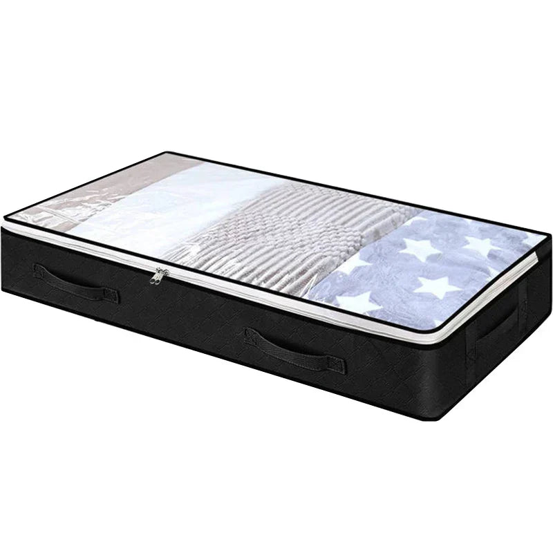 Large Capacity Foldable Storage Bag with Clear Window - Non-Woven Fabric and Stainless Steel Zipper