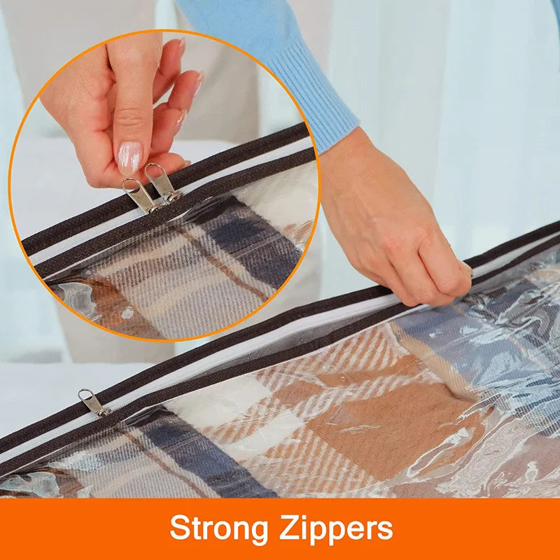 Large Capacity Foldable Storage Bag with Clear Window - Non-Woven Fabric and Stainless Steel Zipper