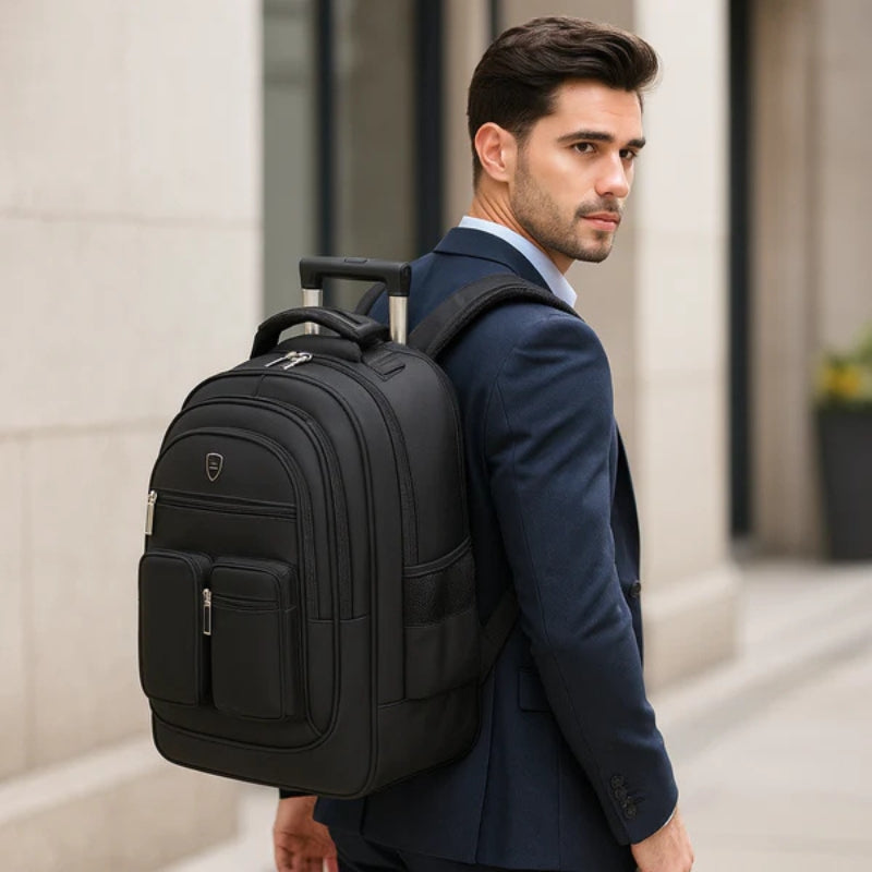 Large Capacity Rolling Backpack with Smooth Wheels
