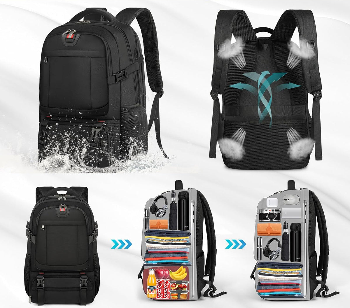 Large Laptop Backpack with Insulated Lunch Compartment and USB Charging Port