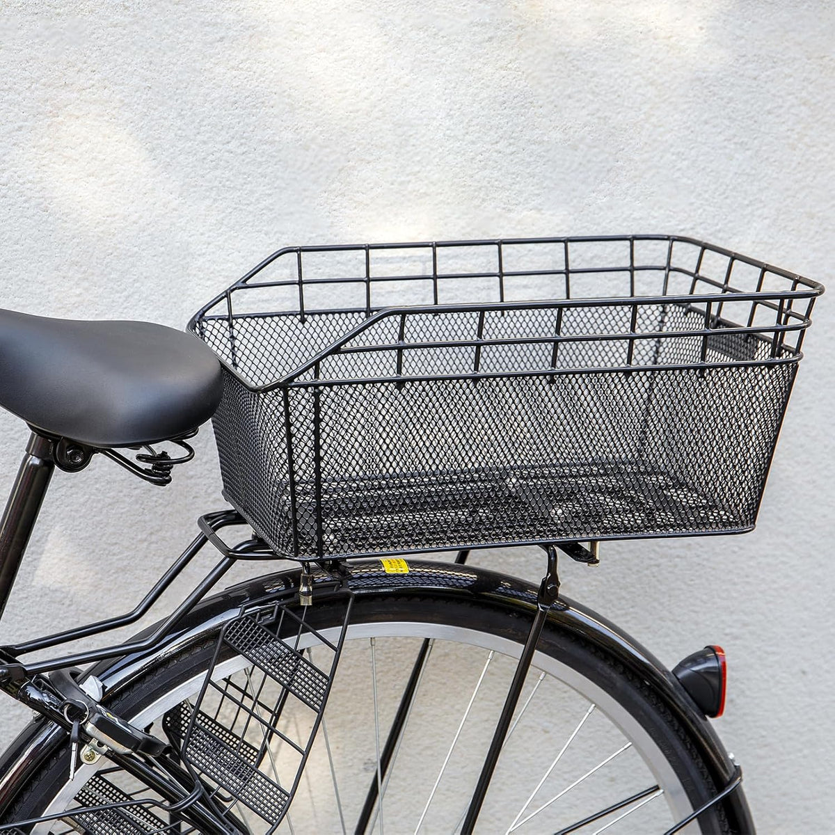 Large Rear Bike Basket with Cargo Net and Waterproof Cover